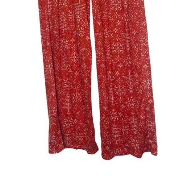 Hello Mello Lounge Pants Pajama Womens Large/XL Red New Snowflake Matching Pouch - Picture 5 of 11